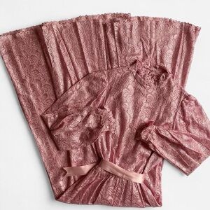 Vintage 70s pink lace long sleeve maxi dress